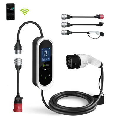 ZENCAR E-PRO (3v1) Prenosná nabíjačka pre elektromobily Typ 2 - Schuko / CEE 5pinová / Typ 2 | 16A | 3fázová | 11 kW | WiFi | Aplikácia | 5m