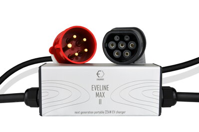 Sada EVELINE Max II - Inteligentná prenosná AC nabíjačka TYP 2 - CEE 5-kolík | 32A | 3fázy | 22kW | 5 -7m